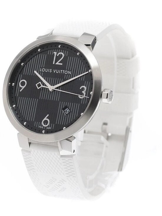 LOUIS VUITTON Tambour slim Q1D07 Damier Graffit Date Quartz Men\'s Watch_954769